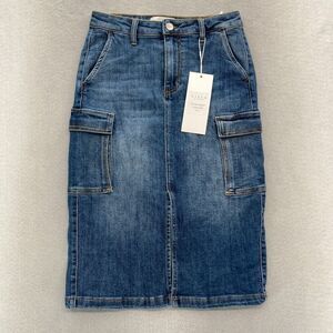 Risen Jeans‎ Los Angeles Denim Pencil Skirt Women's Small Blue Cargo Summer NWT